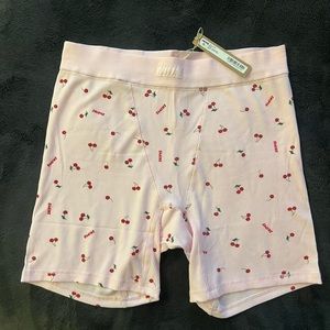 Skims soft lounge boxer shorts in limited edition cherry print